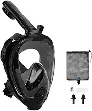 [AOOSA] Snorkel Mask Adult Full Face Mask, CO₂ Safe Waterproof & Anti-Fog Diving Mask, Snorkel Set Alternative, Full Face Mask Snorkel Equipment Adults, Black-B (L-XL)