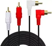 2RCA Cable,6Ft Gold Plated 90 Degree Right Angle 2-Male to 2-Male RCA Audio Cabl
