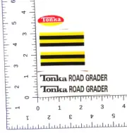 Tonka Road grader with oval W/TRACKING water slide decal