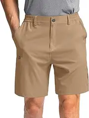 [JEShifangjiusu] Mens Casual Work Dress Shorts with Multi Pockets Lightweight Cargo Casual Shorts Elastic Waist Hiking Short