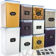 Large labled Food Storage Containers,10 PACK Plastic Airtight Kitchen, Bpa-Free