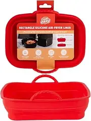 Cook Easy Rectangular Silicone Air Fryer Liners, Collapsible Reusable AirFryer Accessories Tray Pot, Non-Stick Replacement Basket Baking Oven Liner (1 Pack, Rectangle)