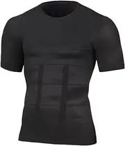 Mens Seamless Compression Shirts for Tummy Control Undershirts for Running, Comfort Shapewear Top - Short Sleeves