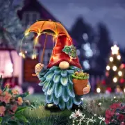Solar Outdoor Statues Gnome Garden Decor Garden Gnome with Solar LED Umbrella...