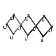 Accordion Wall Hanger - Forged Iron Hat Rack with 10 Hooks for Hats, Coats,