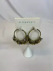 Miriam Haskell Beaded Goldtone Hoop Pierced Earrings