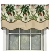 RLF Home Shadow Gimp Trim Palm Glory Valance 3" Rod Pocket 50" x 16" Aloe Green