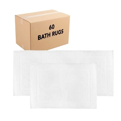 Admiral Hospitality Bath Mat Rugs 20x30 (Bulk Case of 60), White, Cotton Blend