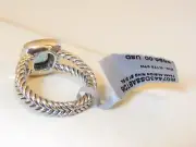 DAVID YURMAN , SS ALBION 7mm BLUE TOPAZ DIAMOND ICE RING