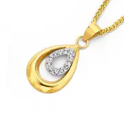 9ct Gold, Crystal Drop Pendant in White