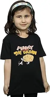 [Absolute Cult] Animaniacs Girls Pinky And The Brain Cheese Head T-Shirt Black 9-11 Years