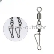 100PCS Fishing Ball Bearing Rolling Swivel Coastlock Snap Connector Size 8#-1/0
