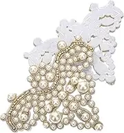 EXAOMBLE 2Pcs DIY Pearl Clothes Applique Patches for Crafting Stylish Shoe and Clothing Decoration for Wedding Dress Belts Bags and More