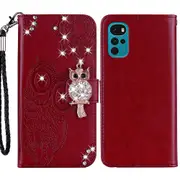 For Motorola Moto G22/Moto E32s 4G Cover Rhinestone Decor Glitter Wallet Phone Case with Strap