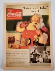Santa Claus Advertisement Retro Post Card Drink Coca Cola "Give and Take Say I"