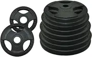 Total 80kg Olympic Rubber Coated Cast Iron Weight Plate Set - Commercial Grade - Weight Training Exercise Workout Fitness Gym Strength