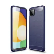 MCC Slim Samsung Galaxy A22 5G 2021 Carbon Fibre Soft Case Cover A226 [Dark Blue]