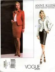 Vogue Designer Sewing Pattern V2808 Anne Klein Misses Jacket Skirt Size 6-10