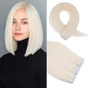 Faddishair Tape in Hair Extensions Human Hair 20Pcs 50g 14 Inch Platinum Blonde Remy Human Hair Invisible Hair Extensions Tape in (Platinum Blonde)