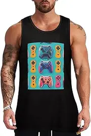 [NQHJT] Men Tank Tops Gaming Controller Patterns Sleeveless T Shirts for Men's Fitness Quick Dry Gym Tank Top for Men