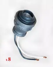 8 pc. Steampunk Industrial Lampholder Black Iron Pipe Lamp Socket . 3/4" NPT