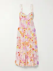 [La Ligne] La Ligne - Luca Printed Silk Midi Dress - Pink - small small Pink