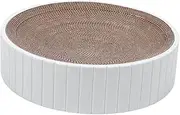 Folpus Round Cat Scratcher Cardboard 12.20Inchx12.20Inchx2.36inch Bed Cat Scratch Pad Scratching Post Cat Scratching Board for Active Center, White