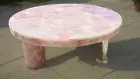 Rose Quartz Stone Round Coffee Table With Legs, Quartz Center Table Decor