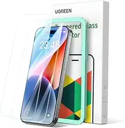 UGREEN 2 Pack Screen Protector for iPhone 15 Pro 6.1 inch HD Clear, 9H Hardness, Anti-scratch, Anti-fingerprint, Ultra Resistant, Tempered Glass Film with Easy-Installation Tool