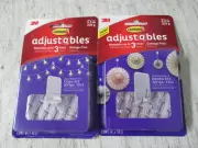 3M Adjustables, Command Strip 6 Hooks, 6 Clips, 12 Strips, NIP
