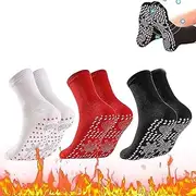 [MROWCA] 3Pairs Afiz Tourmaline Slimming Health Sock,Tourmaline Acupressure Self-Heating Shaping Socks,Foot Massage Hyperthermia Socks,Unisex Magnetic Self-Heating Socks (3colors)