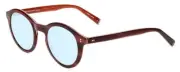John Varvatos V519 Unisex Designer Blue Light Glasses Round Red Horn Marble 47mm