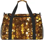 [STVYUKL] Gold Sequin Sparkle Travel Duffel Bag Lightweight Waterproof Carry On Tote Bag Foldable Weekender Overnight Bags Sport Gym Bag For Women Men, Black, One Size
