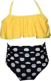 [KABETY] Girls Swimsuit Two Pieces Bikini Set, Yellow, 9 Years