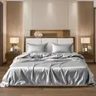 Grey Satin Sheets Queen - Luxurious 4-Piece Silk Queen Bed Sheets Set - Soft ...
