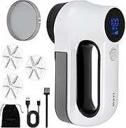 GUPAY Electric Lint Remover Fabric Shaver Rechargeable Blanket with 3-Speeds and 6-Leaf Blades Led Digital Display Fuzzs Pills Bobbles Trimmer Sweater Defuzzer for Clothes,Furniture,Couch