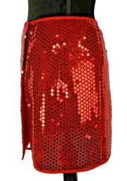 Dolce Gabbana Women's Skirt Size 40 Red Sequin Wrap Party Boho Fun 4 US NWT $555
