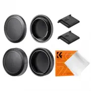K&F Concept RF Mount Rear Lens Cap & Body Cap Cover &Hot Shoe Cover Kit fr Canon
