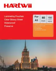 A3 Hot Laminating Pouches Thin Film 150 Micron 75x2 - 60 Sheets Hartwi 303x426mm
