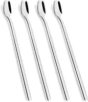 4-Piece 8-Inch Long Handle Coffee Spoons, Coffee Stirrers, Iced Tea spoon,Ice Cream Spoon, Cocktail Stirrers, Premium 18/10 Stainless Steel Cocktail Stirring Spoons
