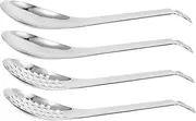 GRIRIW 4Pcs Stainless Steel Slotted Spoons Soup Spoons Set Kitchen Utensils for Cooking Serving Caviar Soup Hotpot Buffet Use Easy to Clean Versatile