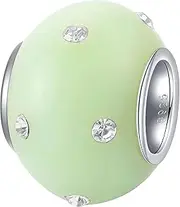 [Andante-Stones] 925 Sterling Silver Murano Glass Bead Charm Kerastyle Mojito Element Ball for European Beads + Organza Pouch, Sterling Silver