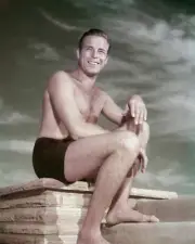 Scott Brady Muscular Physique in swim shorts 1950's Pose 16x20 Poster