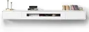 lskdnrufh Floating TV Stand for Wall Mounted TV, Solid Wood Console, Entertainment Centre with Drawers (White, 220 x 24 x 20 cm)