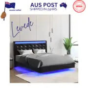 Levede bed with Headboard LED Lights Mattress Base