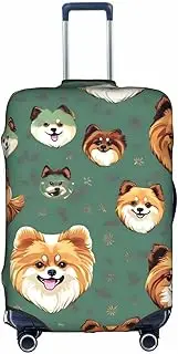 [Pvinnk] Pomeranians Pattern Print Protective Luggage Cover Elastic Washable Suitcase Protector Travel Gear Protector, White, X-Large