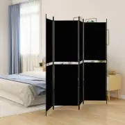 4 Panel Fabric Room Divider Black 200x200 cm Privacy Screen for Home Decor