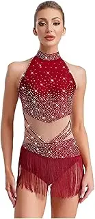[Loodgao] Latin Jazz Dance Costume for Women Fringe Bodysuit Rumba Samba Salsa Dancing Party Unitards