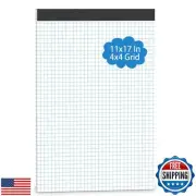 Large Graph Paper Pad 11 x 17, Grid Paper, 4x4 Graph Ruled, Blueprint Quadril