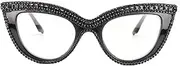 Cat Eye Reading Glasses Bling Rhinestone Magnified Blue Light Blocking Reader Glasses